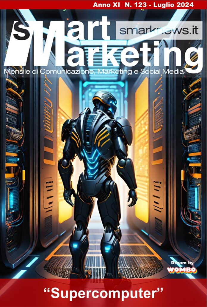 La copertina d'Artista del numero di Luglio di Smart Marketing dedicato al tema "Supercomputer", generata dall AI Dream di Wombo - Smart Marketing